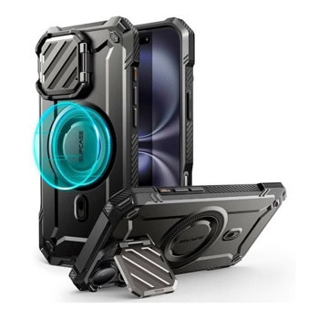 Калъф за Apple iPhone 16, хибриден (термополиуретан и поликарбонат), i-Blason SUPCASE Unicorn Beetle XT MagSafe Case, удароустойчив, черен | JAR Computers i-Blason KF2337478