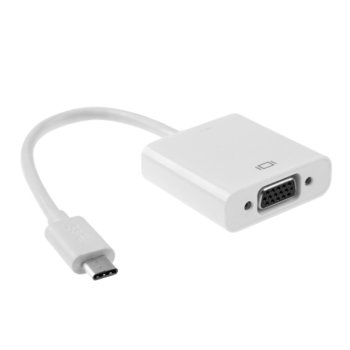 Конвертор, USB Type C(м) към D-Sub(ж), VGА, бял | JAR Computers Конвертор USB Type-C(м) към VGA(ж) Бял 18290
