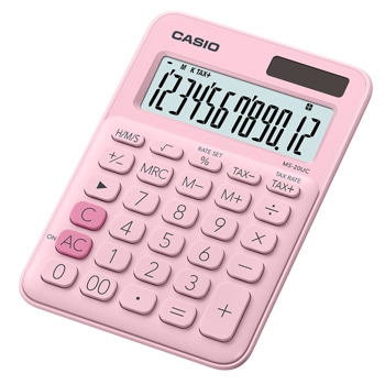 Калкулатор Casio MS-20UC, 12 разряден дисплей, настолен, с двойно захранване, бутон за бърза корекция, розов | JAR Computers Калкулатор Casio MS-20UC Pink MS-20UC-PK