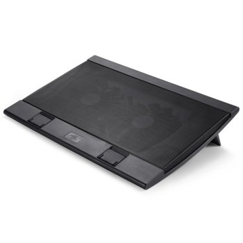 Охлаждаща поставка за лаптоп DeepCool Wind Pal FS 17", за лаптопи до 17" (43.18 cm), 2-портов USB хъб, черна | JAR Computers DeepCool Wind Pal FS