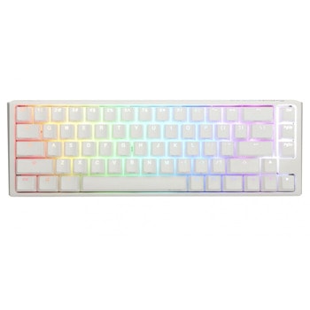 Клавиатура Ducky One 3 Pure White SF 60, жична, гейминг, механична, Hotswap Cherry MX Clear суичове, RGB подсветка, бяла, USB | JAR Computers Ducky One 3 Pure White SF 65 Cherry MX Clear