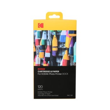 Фотохартия Kodak Photo Printer Dock Cartridge, 4 x 6 inch, за Kodak KODPD450WEU, 120 листа | JAR Computers Kodak Photo Printer Dock Cartridge (120 Pack)