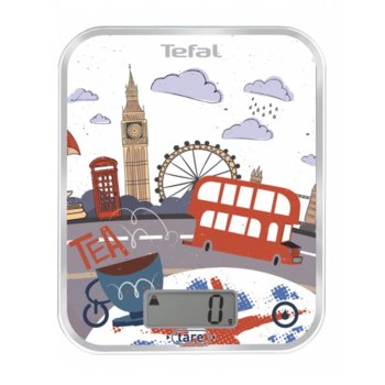 Кухненски кантар Tefal BC5124V0, дигитален, до 5 кг, панел със сензорни бутони, дисплей с подсветка, бял с декорация | JAR Computers Кухненска везна Tefal BC5124V0