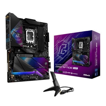 Дънна платка ASRock Phantom Gaming Z890 Riptide WiFi, Z890, LGA1851, DDR5, PCI-E 5.0 (Thunderbolt4&HDMI), 4x SATA 6Gb/s, 1x Blazing M.2 Socket, 4x Hyper M.2 Sockets, 2x Thunderbolt 4, 2x USB 3.2 Gen 2 Type-A, 2.5GbE LAN, Wi-Fi 7, Bluetooth 5.4, ATX | JAR Computers ASRock Phantom Gaming Z890 Riptide WiFi 90-MXBPB0