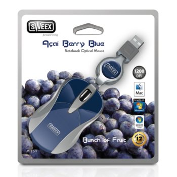 Sweex Notebook Optical Mouse Acai Berry Blue