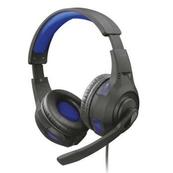 Слушалки Trust GXT 307B RAVU, микрофон, 3.5mm жак, регулатор силата на звука, съвместими с PS4/Xbox One/Nintendo Switch, сини/черни | JAR Computers Trust GXT307B RAVU PS4