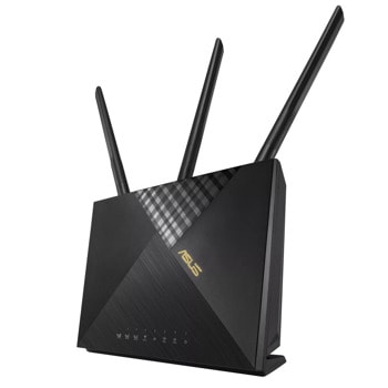 Рутер Asus 4G-AX56, 3G/4G, 1800Mbps, 2.4GHz(574 Mbps)/5GHz(1201 Mbps), Wireless AX, 4x LAN1000, 1x WAN1000, 1x SIM слот, 3x външни антени, 1x вътрешна антена | JAR Computers Asus 4G-AX56 90IG06G0-MO3110