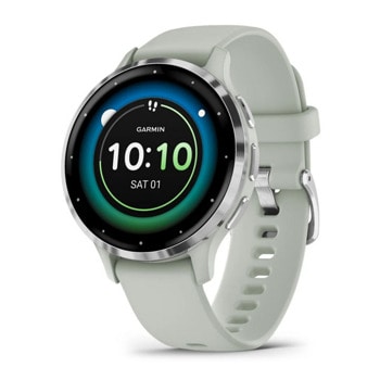 Смарт часовник Garmin Venu 3S, 1.2" (3.04cm) AMOLED дисплей, до 10 дни време на работа, 5ATM, Bluetooth, ANT+, Wi-Fi, GPS, пулсомер, следене на съня, сребрист безел със сиво-зелен корпус | JAR Computers Garmin Venu 3S Silver with Sage Grey