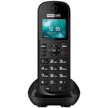 GSM Maxcom Comfort MM35D (черен), 1.77" (4.49 cm) QVGA дисплей, microSD слот до 16GB, телефонен указател до 500 записа, база за зареждане | JAR Computers Maxcom Comfort MM35D