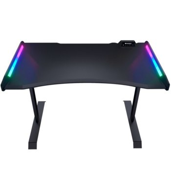 Компютърно бюро Cougar Mars 120 (NY7D0011-00), 125 x 81 cm, USB хъб, 2x 3.5mm жак, RGB подсветка, карбоново покритие, черно | JAR Computers Cougar NY7D0011-00