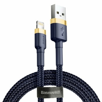 Кабел Baseus Cafule, от USB A(м) към Lightning(м), 1m, син | JAR Computers кабел baseus cafule USB Am to Lightning CALKLF-BV3
