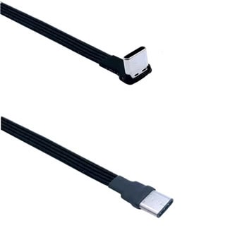 Кабел, от USB-C(м) към USB-C(м), 0.2m, черен | JAR Computers Type C to USB-C 90 Degree