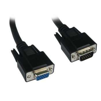 Кабел ROLINE 11.04.5306, VGA(м) към VGA(ж), 6m, черен | JAR Computers ROLINE 11.04.5306 VGA(м) към VGA(ж) 6м