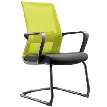 Посетителски стол RFG Smart M, до 120кг, дамаска/меш, черен/зелен, 2 броя в комплект image