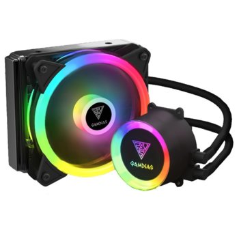 Водно охлаждане за процесор Gamdias CHIONE E2-120 LITE, съвместимост със сокети LGA 775/1366/2066/2011-3/2011-0/1156/1155/1151/1150/1200 & AMD FM1/FM2/FM2+/AM2/AM2+/AM3/AM3+/AM4, RGB подсветка | JAR Computers GAMDIAS-CHIONE-E2-120-LITE