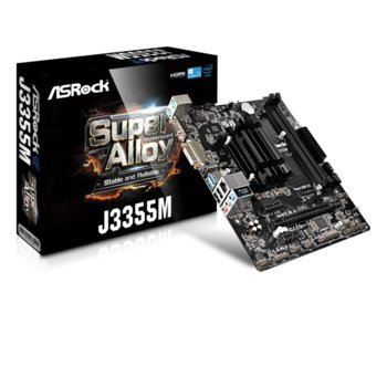 Дънна платка ASROCK J3355M, Intel® Dual-Core Processor J3355, DDR3/DDR3L, PCI-Е (HDMI&DVI&VGA), 2 x SATA3 6.0 Gb/s, 2 x USB 3.1 Gen 1, 2 x USB 2.0, Micro ATX | JAR Computers ASROCK J3355M Intel® Dual-Core Processor J3355