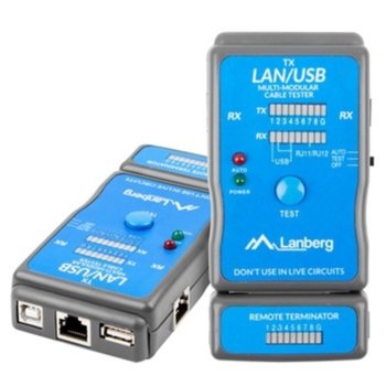 Тестер за кабели Lanberg NT-0403, за RJ11/RJ12/RJ45/USB/BNC кабели | JAR Computers Lanberg NT-0403