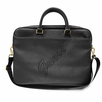 Чанта за лаптоп Saffiano Vintage Script Laptop Bag (GUCB15PUSASBK), до 16" (40.64 cm), полиуретанова кожа, черна | JAR Computers Guess Saffiano Vintage Script Laptop Bag