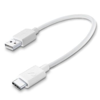 Кабел Cellularline 4440, от USB Type А(м) към USB Type C(м), 0.15m, бял | JAR Computers Cellularline IT4440 USB Type-C 15см