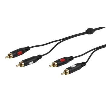 Кабел Vivanco 46010, от 2x RCA чинч(м) към 2x RCA чинч(м), 1.5m, черен, позлатени конектори | JAR Computers Vivanco 46010