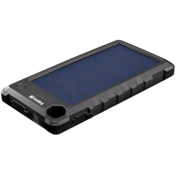 Външна батерия/power bank/ Sandberg Outdoor Solar Powerbank 10000 (420-53), 10 000mAh, черна, вграден соларен панел, IP66 корпус, 1x USB-C, 1x USB-A image