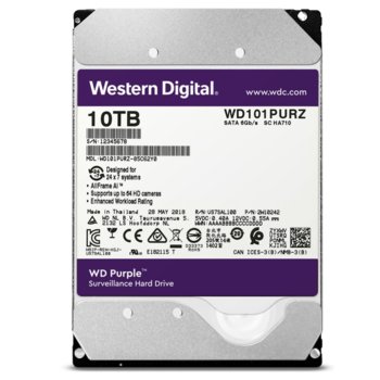 WD 10TB Purple SATA 7200 rpm 3.5In