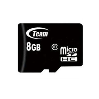 Карта памет 8GB microSDHC с адаптер, TeamGroup, class10, скорост на четене 20MB/s, скорост на запис 14MB/s | JAR Computers 8GB microSDHC TeamGroup TUSDH8GCL1003