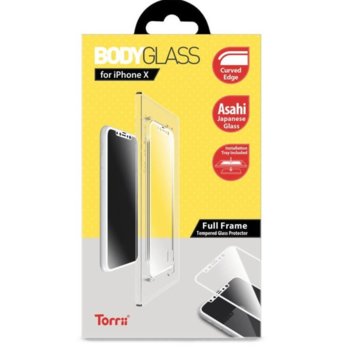 Протектор от закалено стъкло /Tempered Glass/ Тorrii BodyGlass IP8-BDG-02, Apple iPhone XS, iPhone X, бяла рамка | JAR Computers Torrii BodyGlass iPhone XS iPhone X IP8-BDG-02 бял