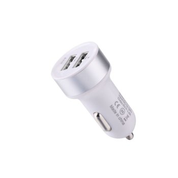 Зарядно устройство Devia Dual USB, от автомобилна запалка към 2x USB-A(ж), 12V/2.4A, бяло | JAR Computers Devia 12V Dual USB 2.4A