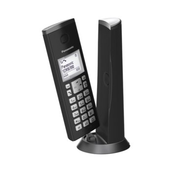 Безжичен телефон Panasonic KX-TGK210EXW, 1.5" (3.8 cm) LCD дисплей, вътрешен/външен обхват 300/50м, функция "свободни ръце", до 6 слушалки към базата, черен image
