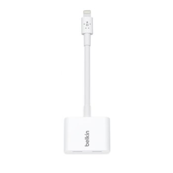 Преходник Belkin RockStar™, от Lightning(м) към 2 x Lightning(ж), бял | JAR Computers Belkin RockStar Lightning(м) към 2 x Lightning