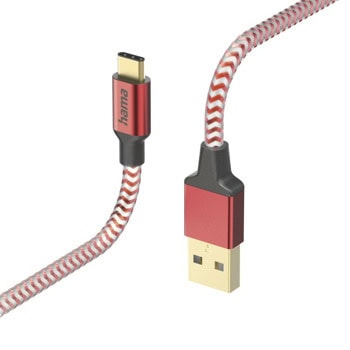 Кабел Hama 201559, от USB-A(м) към USB-C(м), 1.5m, червен | JAR Computers Кабел Hama 201559
