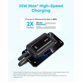 anker zolo power bank 35w 10000 mah черен