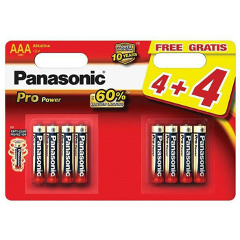 Батерии алкални, Panasonic LR3PPG/8BW 4+4F, AAA, 1.5V, 8бр. | JAR Computers Panasonic LR3PPG/8BW 4+4F, 1.5V