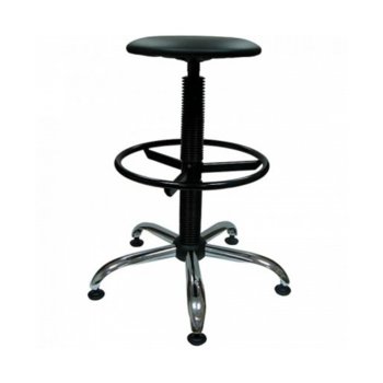 Посетителски стол Nowy Styl Lift Chrome Ring Base, еко кожа, до 120кг, черен | JAR Computers Nowy Styl LIFT CHROME RING BASE черен