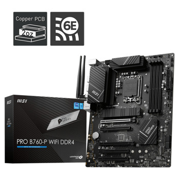 Дънна платка MSI PRO B760-P WIFI, B760, LGA1700, DDR4, PCIe 4.0, (DP&HDMI), 4x SATA 6Gb/s, 2x M.2, 1x USB 3.2 Gen2 Type-C, Wi-Fi, Bluetooth, ATX | JAR Computers MSI PRO B760P WIFI DDR4 911-7D98-001