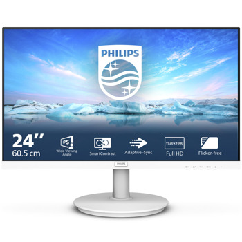 Монитор Philips 241V8AW/00, 23.8" (60.45cm) IPS панел, 75Hz, Full HD, 4ms, 1000:1, 250cd/m2, HDMI, VGA | JAR Computers Philips 241V8AW/00
