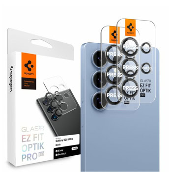 Протектор от закалено стъкло /Tempered Glass/ за задна камера Spigen Glas.tR EZ Fit Optik Pro HD, за Samsung Galaxy S25 Ultra, 2бр. | JAR Computers Spigen AGLO9084