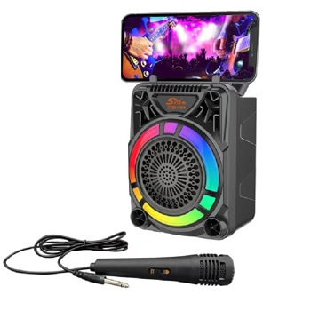 Караоке колона ZQS1499, 10W, Bluetooth, FM, USB, черна, RGB подсветка, 1 жичен микрофон | JAR Computers ZQS1499 452532674
