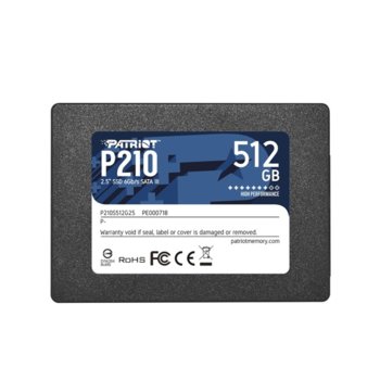 Памет SSD 512GB, Patriot P210, SATA 6Gb/s, 2.5" (6.35 cm), скорост на четене 520MB, скорост на запис 430MB/s | JAR Computers Patriot P210 512GB P210S512G25