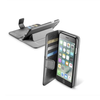 Калъф за Apple iPhone 7, отвараяем, еко кожа, Cellular Line Wallet, с джоб, сив | JAR Computers Cellular Line Book Agenda