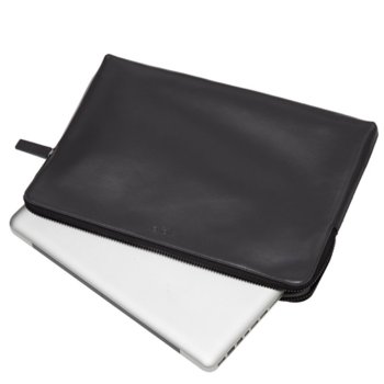 Knomo Laptop Leather Zip Sleeve черен