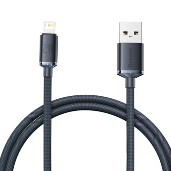 Кабел Baseus Crystal Shine CAJY000001, от USB-A(м) към Lightning(м), 1.2m, черен | JAR Computers Baseus Crystal Shine CAJY000001