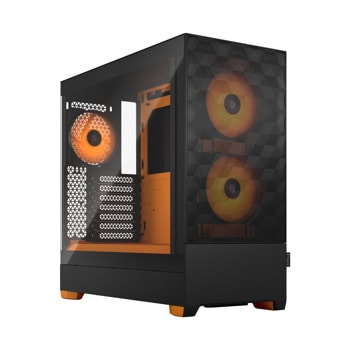 Кутия Fractal Design Pop Air Orange Core, ATX/mATX/Mini-ITX, 2x USB 3.0, RGB контролер, прозорец, черна, без захранване | JAR Computers Fractal Design Pop Air Orange Core FD-C-POR1A-05