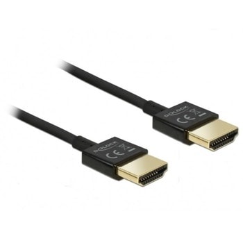 Кабел Delock 84773, от HDMI-A(м) към HDMI-A(м), 2m, 18 Gbit/s, 4K, позлатени конектори, черен | JAR Computers Delock HDMI - HDMI male 84773