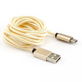Кабел SBOX, от USB A (м)към USB C (м), 1.5 м, златист | JAR Computers SBOX USB-TYPEC-15G Type A Type C Златист