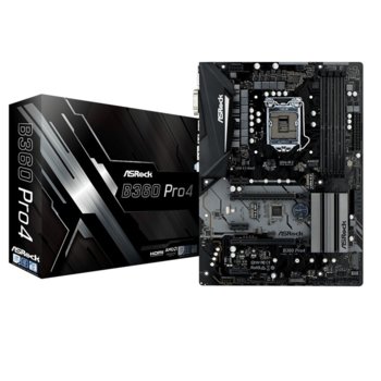 Дънна платка ASRock B360-PRO4, B360, 1151, DDR4, PCI-E(HDMI,DVI-D,D-Sub), 6x SATA 6Gb/s, 1x Ultra M.2, 1x M.2, 1x USB 3.1 Gen2 Type-C, ATX | JAR Computers Дънна платка ASRock B360 PRO4 2 years
