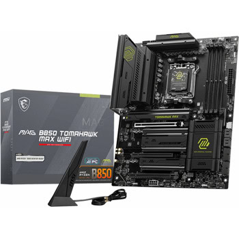 Дънна платка MSI MAG B850 TOMAHAWK MAX WIFI, B850, AM5, DDR5, PCI-E 5.0 (HDMI), 4x SATA 6Gb/s, 4x M.2 slots, 3x USB 3.2 Gen 2 Type-C, 2x USB 3.2 Gen 2 Type-A, 5GbE LAN, Wi-Fi 7, Bluetooth 5.4, ATX | JAR Computers MSI MAG B850 TOMAHAWK MAX WIFI 911-7E62-002