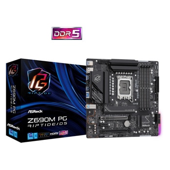 Дънна платка Asrock Z690M PG Riptige/D5, Z690, LGA1700, DDR5, PCIe 5.0 (DP&HDMI)(CF), 4x SATA3 6.0 Gb/s, 1x M.2 Socket, 1x Thunderbolt | JAR Computers Asrock Z690M PG Riptige/D5