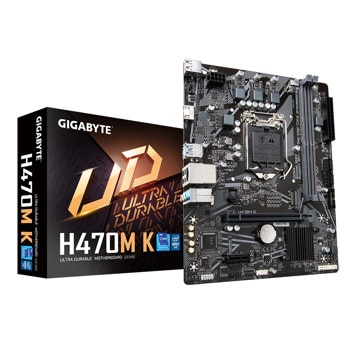 Дънна платка GIGABYTE H470M K, H470, LGA1200, DDR4, PCIe 4.0, (HDMI), 2x SATA 6Gb/s, 1x M.2, 4x USB 3.2 Gen 1, mATX | JAR Computers Gigabyte H470M K DDR4 LGA1200 GA-MB-H470M-K